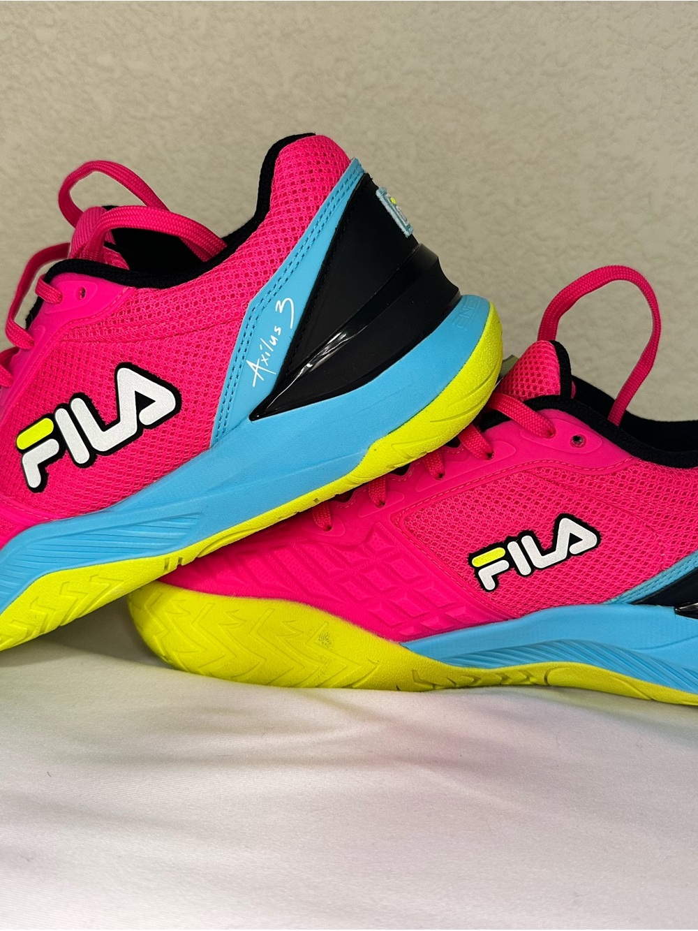 FILA Women’s Neon Pink, Sky Blue & Yellow Athletic Sneakers